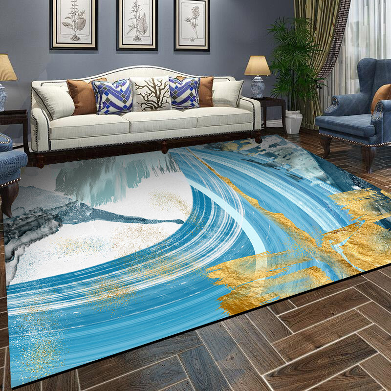 Scandinavian Living Room Rug Multi-Color Abstract Printed Indoor Rug Non-Slip Backing Stain-Resistant Area Carpet Blue Clearhalo 'Area Rug' 'Modern' 'Rugs' Rug' 2362231
