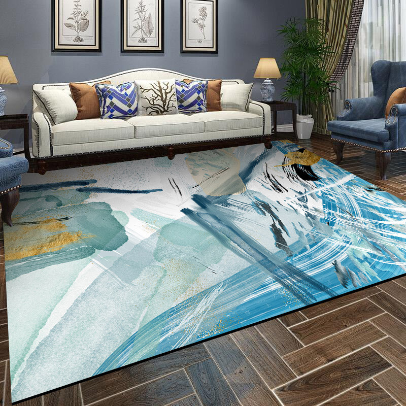 Scandinavian Living Room Rug Multi-Color Abstract Printed Indoor Rug Non-Slip Backing Stain-Resistant Area Carpet Sky Blue Clearhalo 'Area Rug' 'Modern' 'Rugs' Rug' 2362232