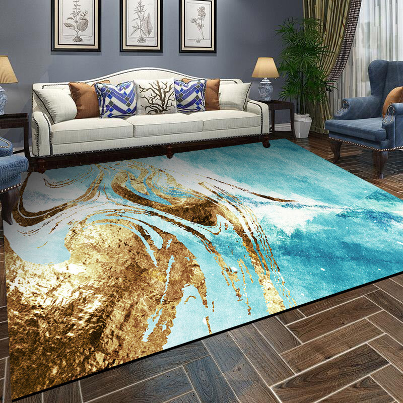 Scandinavian Living Room Rug Multi-Color Abstract Printed Indoor Rug Non-Slip Backing Stain-Resistant Area Carpet Sky Blue-Yellow Clearhalo 'Area Rug' 'Modern' 'Rugs' Rug' 2362233