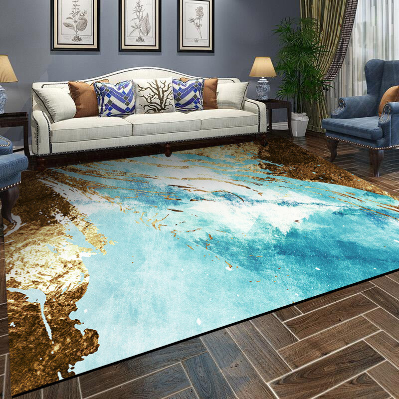 Scandinavian Living Room Rug Multi-Color Abstract Printed Indoor Rug Non-Slip Backing Stain-Resistant Area Carpet Royal Blue Clearhalo 'Area Rug' 'Modern' 'Rugs' Rug' 2362234