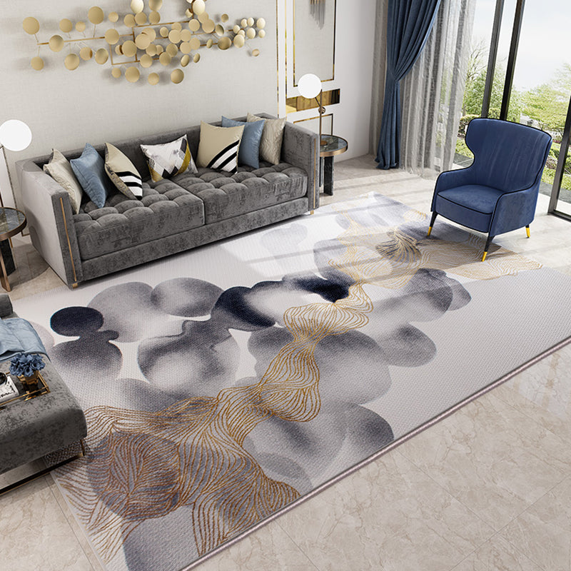 Modern Living Room Rug Multicolored Abstract Printed Area Carpet Polyster Non-Slip Backing Pet Friendly Area Rug Grey Clearhalo 'Area Rug' 'Modern' 'Rugs' Rug' 2362238