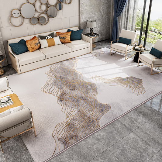 Modern Living Room Rug Multicolored Abstract Printed Area Carpet Polyster Non-Slip Backing Pet Friendly Area Rug Khaki Clearhalo 'Area Rug' 'Modern' 'Rugs' Rug' 2362245