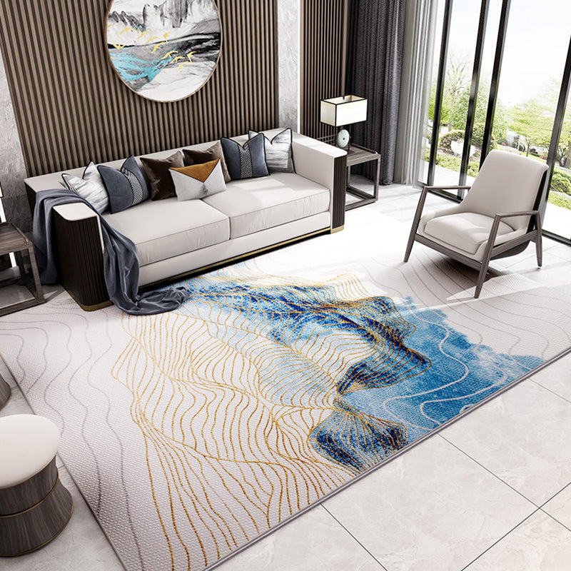 Modern Living Room Rug Multicolored Abstract Printed Area Carpet Polyster Non-Slip Backing Pet Friendly Area Rug Light Blue Clearhalo 'Area Rug' 'Modern' 'Rugs' Rug' 2362247