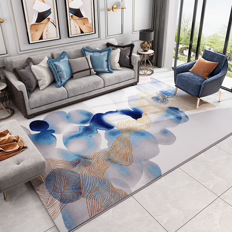 Modern Living Room Rug Multicolored Abstract Printed Area Carpet Polyster Non-Slip Backing Pet Friendly Area Rug Light Blue-Yellow Clearhalo 'Area Rug' 'Modern' 'Rugs' Rug' 2362249