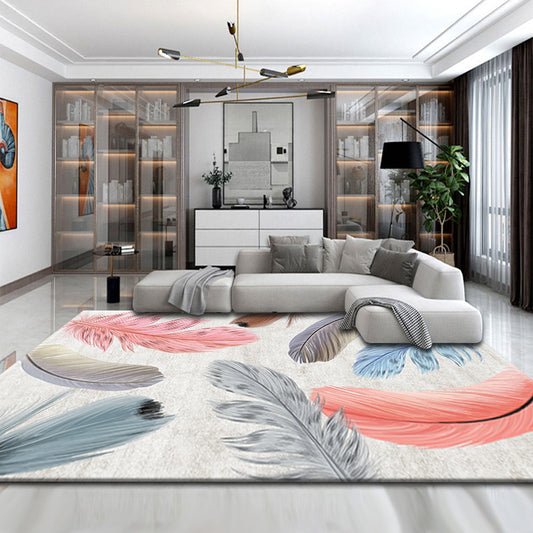 Minimalist Living Room Rug Multi Color Plant Printed Indoor Rug Non-Slip Backing Stain-Resistant Easy Care Area Carpet Pink Clearhalo 'Area Rug' 'Modern' 'Rugs' Rug' 2362487