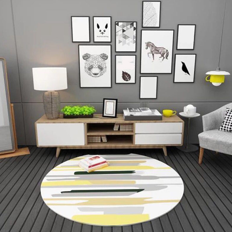 Modern Decoration Rug Multi Color Geometric Print Indoor Rug Non-Slip Backing Pet Friendly Area Carpet Yellow-White Clearhalo 'Area Rug' 'Modern' 'Rugs' Rug' 2362513