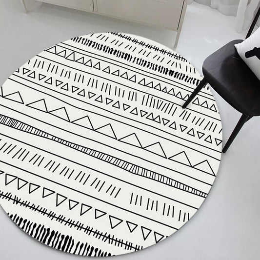 Comfort Decoration Rug Multi Color Geometric Print Area Carpet Polyster Non-Slip Backing Pet Friendly Indoor Rug Black-White Clearhalo 'Area Rug' 'Modern' 'Rugs' Rug' 2362528