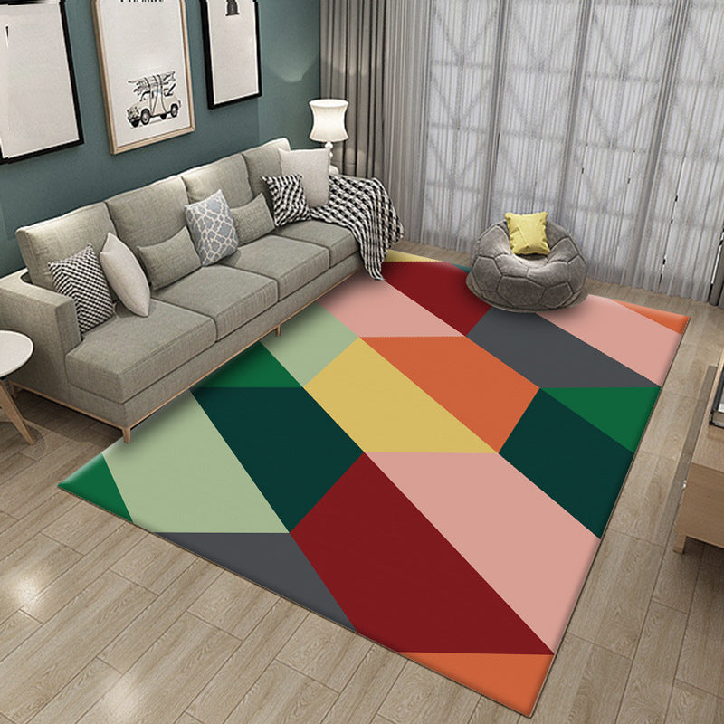 Scandinavian Living Room Rug Multi Color Geometric Print Indoor Rug Synthetics Non-Slip Pet Friendly Area Carpet Pink Clearhalo 'Area Rug' 'Modern' 'Rugs' Rug' 2362534