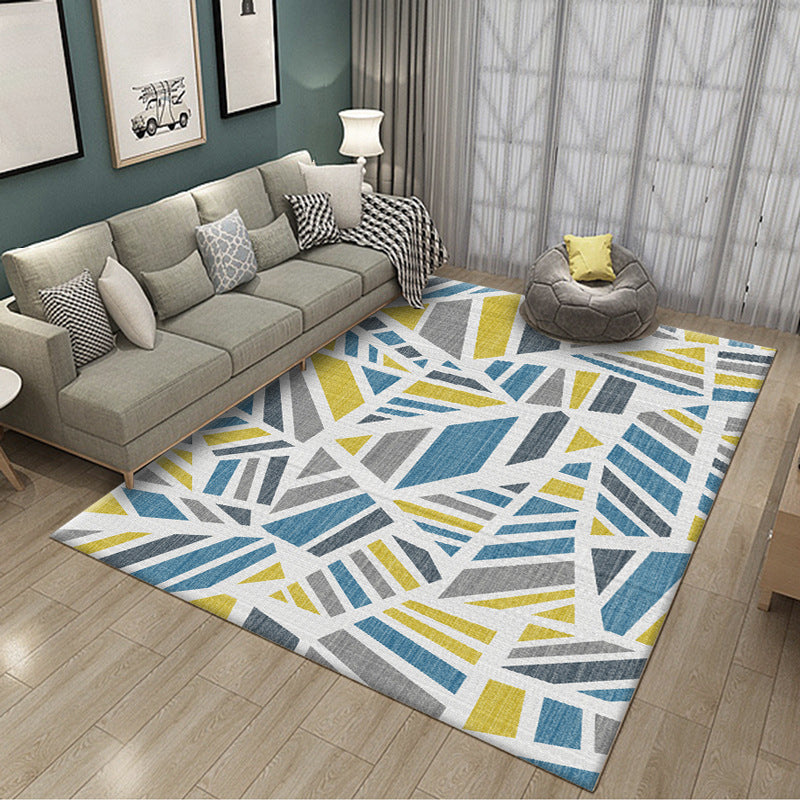 Scandinavian Living Room Rug Multi Color Geometric Print Indoor Rug Synthetics Non-Slip Pet Friendly Area Carpet Yellow-Blue Clearhalo 'Area Rug' 'Modern' 'Rugs' Rug' 2362535