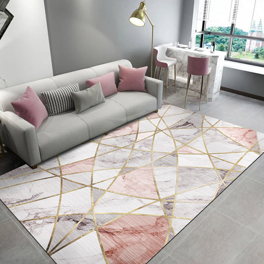 Minimalist Geometric Print Rug Multi Color Polyster Indoor Rug Non-Slip Backing Pet Friendly Easy Care Area Carpet for Parlor Pink Clearhalo 'Area Rug' 'Modern' 'Rugs' Rug' 2362543