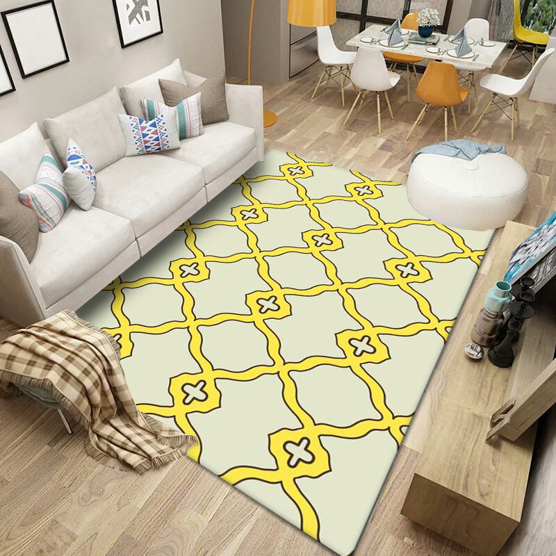Nordic Geometric Print Rug Multi Color Polypropylene Indoor Rug Non-Slip Backing Stain-Resistant Area Carpet for Living Room Yellow Clearhalo 'Area Rug' 'Modern' 'Rugs' Rug' 2362560