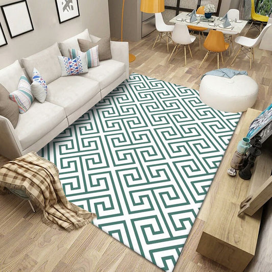 Nordic Geometric Print Rug Multi Color Polypropylene Indoor Rug Non-Slip Backing Stain-Resistant Area Carpet for Living Room Green Clearhalo 'Area Rug' 'Modern' 'Rugs' Rug' 2362562