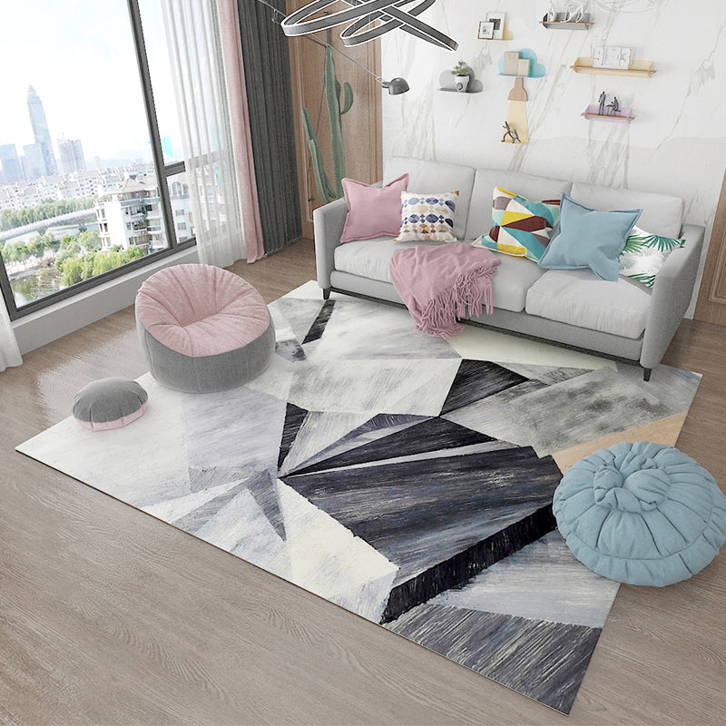 Multicolor Area Rug Triangular Pattern Modern Non-Slip Polyester Rug Gris-Blanc Foncé Clearhalo 'Modern' 'Rugs' 'Tapis' Accueil' 2362589
