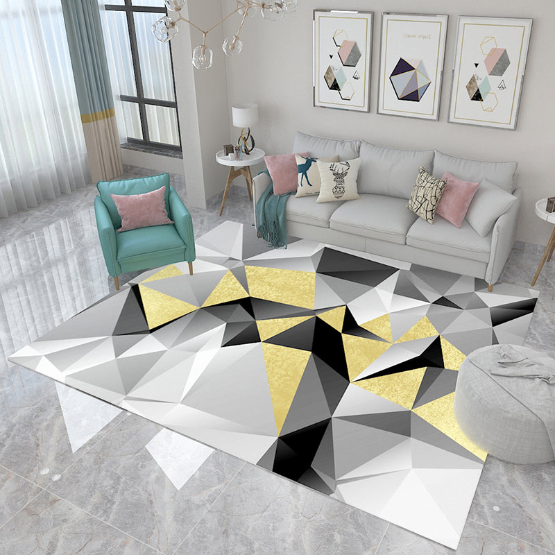 Multicolor Area Rug Triangular Pattern Modern Non-Slip Polyester Rug Gris-Jaune Clearhalo 'Modern' 'Rugs' 'Tapis' Accueil' 2362590