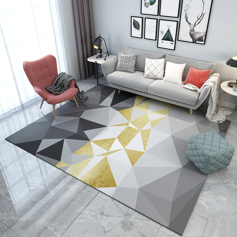 Multicolor Area Rug Triangular Pattern Modern Non-Slip Polyester Rug Gris-Jaune Foncé Clearhalo 'Modern' 'Rugs' 'Tapis' Accueil' 2362592