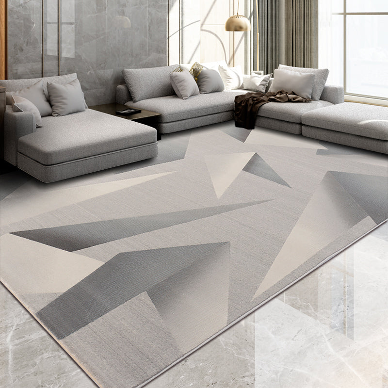 Modern Living Room Rug Multi Colored Abstract Printed Area Carpet Polyster Non-Slip Backing Pet Friendly Indoor Rug Grey 6'7" x 9'6" Clearhalo 'Area Rug' 'Modern' 'Rugs' Rug' 2362610