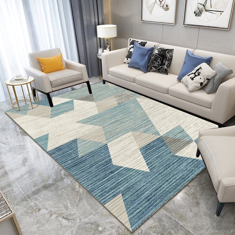 Scandinavian Decoration Rug Multi Color Geometric Print Area Carpet Synthetics Non-Slip Pet Friendly Indoor Rug Lake Blue Clearhalo 'Area Rug' 'Modern' 'Rugs' Rug' 2362624