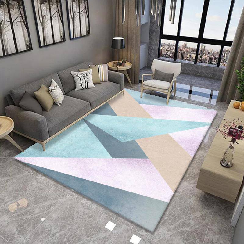 Nordic Geometric Rug Multi Color Polypropylene Area Carpet Non-Slip Backing Pet Friendly Area Rug for Decoration Pink-Blue Clearhalo 'Area Rug' 'Modern' 'Rugs' Rug' 2362638