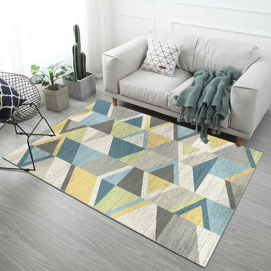 Scandinavian Living Room Rug Multi Color Geometric Print Indoor Rug Polyster Non-Slip Backing Pet Friendly Area Carpet Yellow-Blue Clearhalo 'Area Rug' 'Modern' 'Rugs' Rug' 2362651