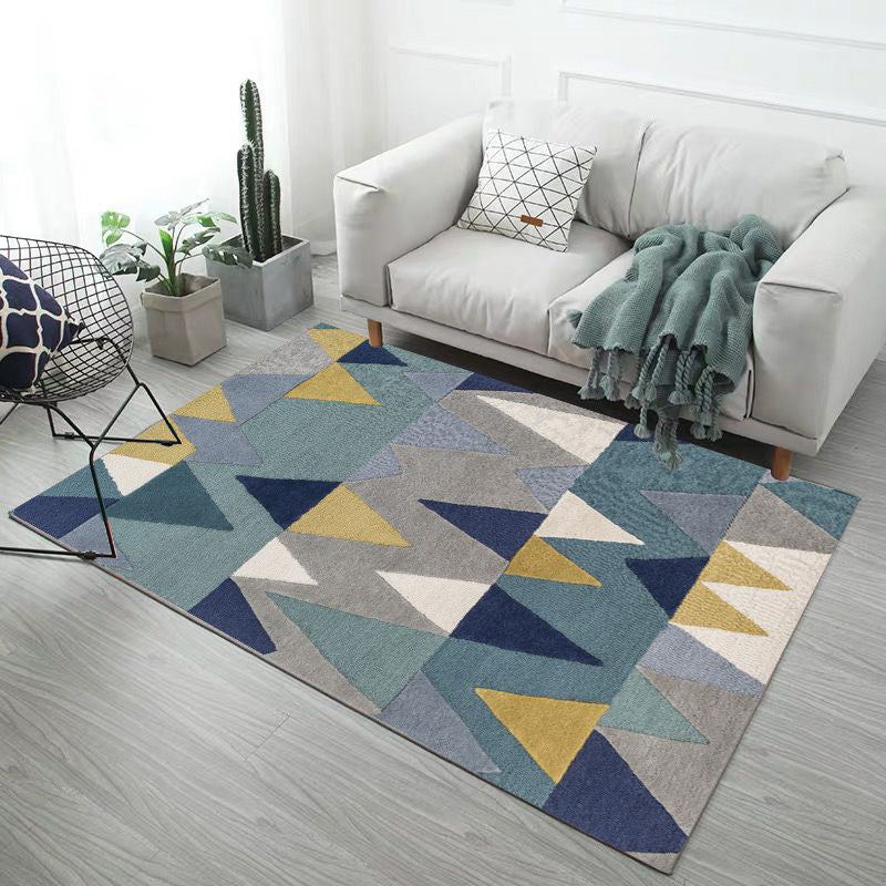 Scandinavian Living Room Rug Multi Color Geometric Print Indoor Rug Polyster Non-Slip Backing Pet Friendly Area Carpet Blue-Green Clearhalo 'Area Rug' 'Modern' 'Rugs' Rug' 2362653