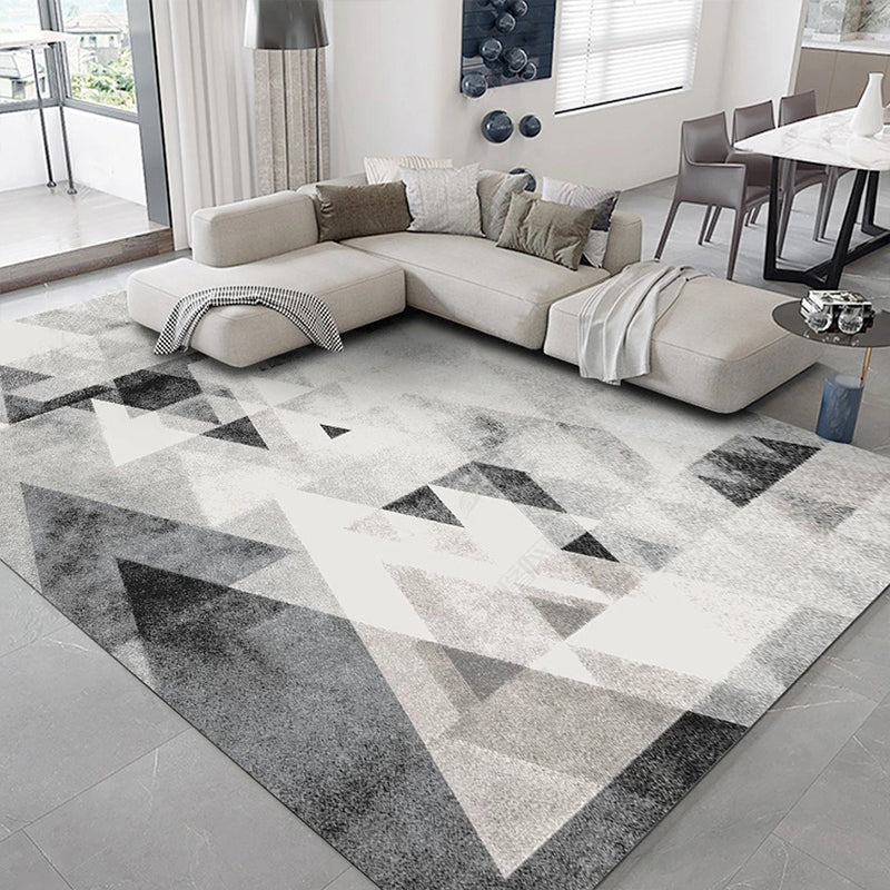 Nordic Geometric Print Rug Multi Color Polypropylene Indoor Rug Anti-Slip Pet Friendly Area Carpet for Decoration Dark Gray-White Clearhalo 'Area Rug' 'Modern' 'Rugs' Rug' 2362660
