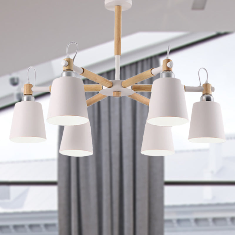 Nordic Tapered Shade Hanging Lights Metal 6 Lights Hanging Light Fixture for Bedroom Clearhalo 'Ceiling Lights' 'Chandeliers' Lighting' options 236285