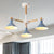 Macaroon Horn Shape Pendant Lights 3 Bulbs Metal and wooden Hanging Light Fixture for Dining Room Kid Bedroom Blue Clearhalo 'Ceiling Lights' 'Chandeliers' Lighting' options 236293_d7303e5a-8527-4e70-839c-841815858af2