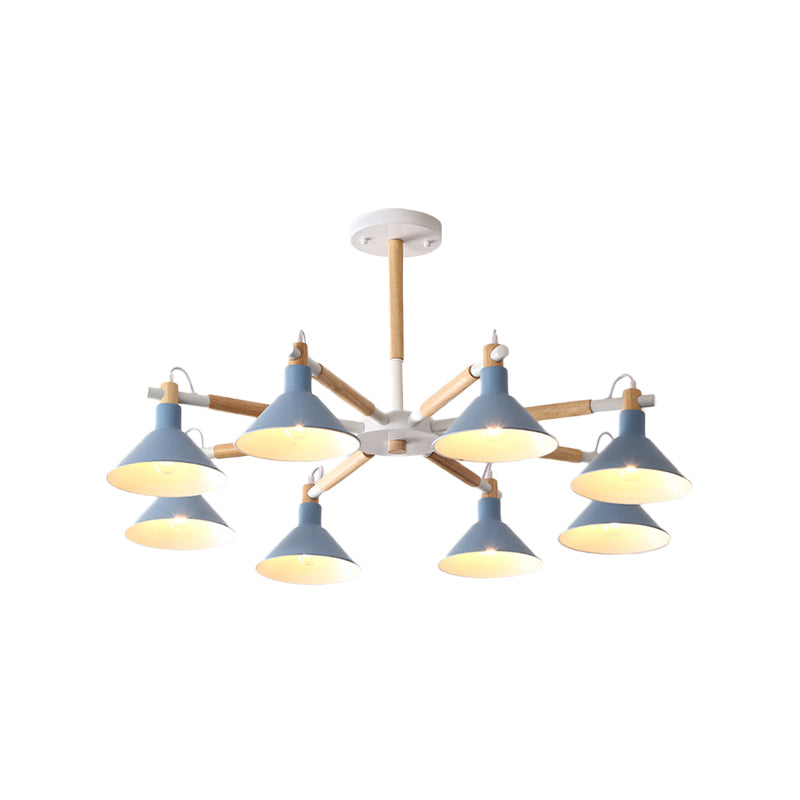 Living Room Horn Shape Chandelier Metal 8 Bulbs Modern Hanging Lamp Clearhalo 'Ceiling Lights' 'Chandeliers' Lighting' options 236314