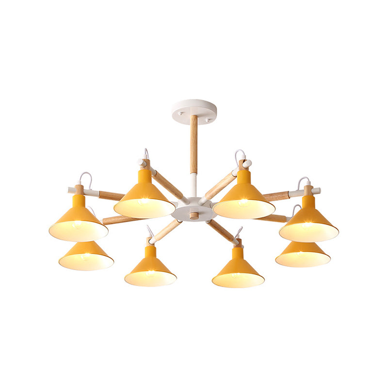 Living Room Horn Shape Chandelier Metal 8 Bulbs Modern Hanging Lamp Clearhalo 'Ceiling Lights' 'Chandeliers' Lighting' options 236324