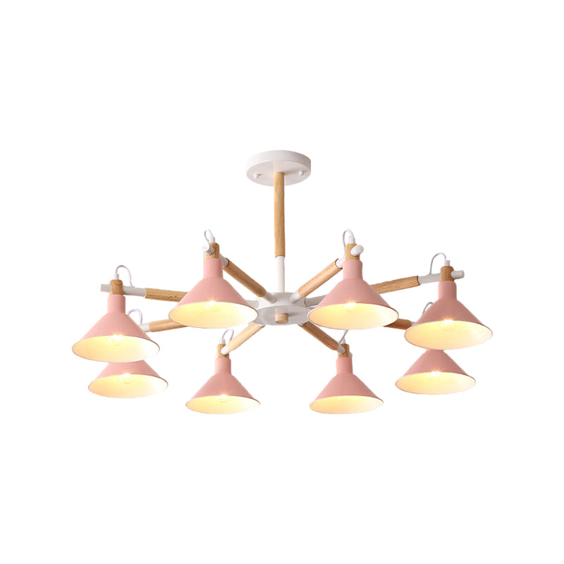Living Room Horn Shape Chandelier Metal 8 Bulbs Modern Hanging Lamp Clearhalo 'Ceiling Lights' 'Chandeliers' Lighting' options 236327