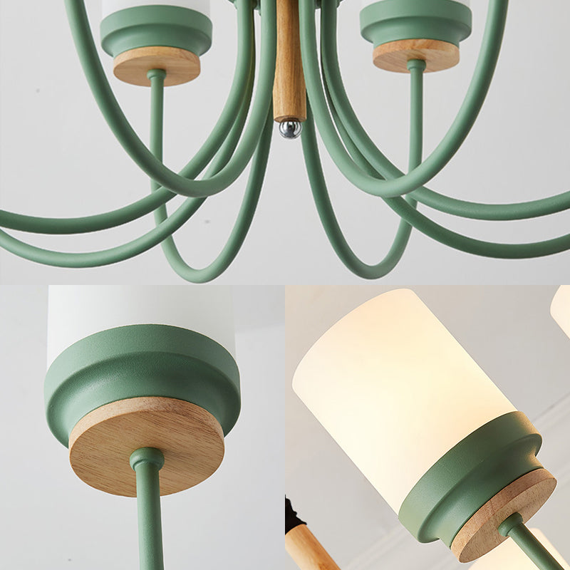 Modern Contemporary Tapered Shade Hanging Chandelier 8 Lights Glass Hanging Pendant Lights for Living Room Clearhalo 'Ceiling Lights' 'Chandeliers' Lighting' options 236372