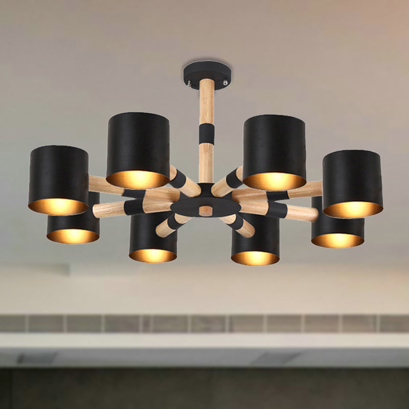 Modern Style Cylinder Hanging Lamp Metal and Wood Hanging Lights for Living Room Clearhalo 'Ceiling Lights' 'Chandeliers' Lighting' options 236384