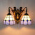 Grid Patterned Wall Mounted Light Baroque Blue Glass 1 Head Antique Brass Sconce Light, 6"/8" Wide Blue 6" Clearhalo 'Industrial' 'Middle century wall lights' 'Tiffany wall lights' 'Tiffany' 'Wall Lamps & Sconces' 'Wall Lights' Lighting' 23640