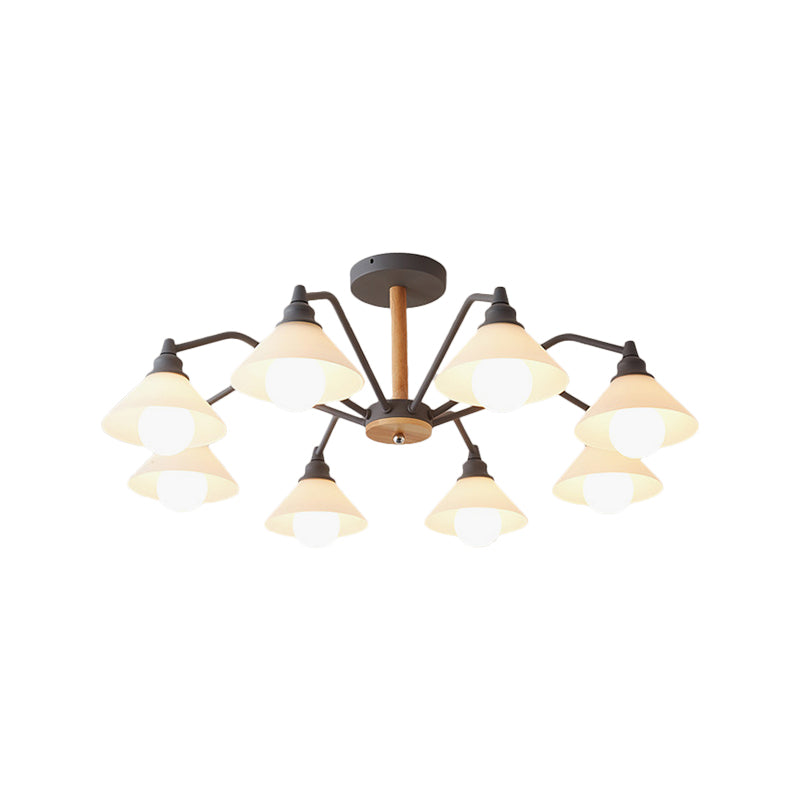 Pyramid Living Room Chandelier Metal 8 Lights Modern Hanging Lights in Black/Green/Grey Clearhalo 'Ceiling Lights' 'Chandeliers' Lighting' options 236420