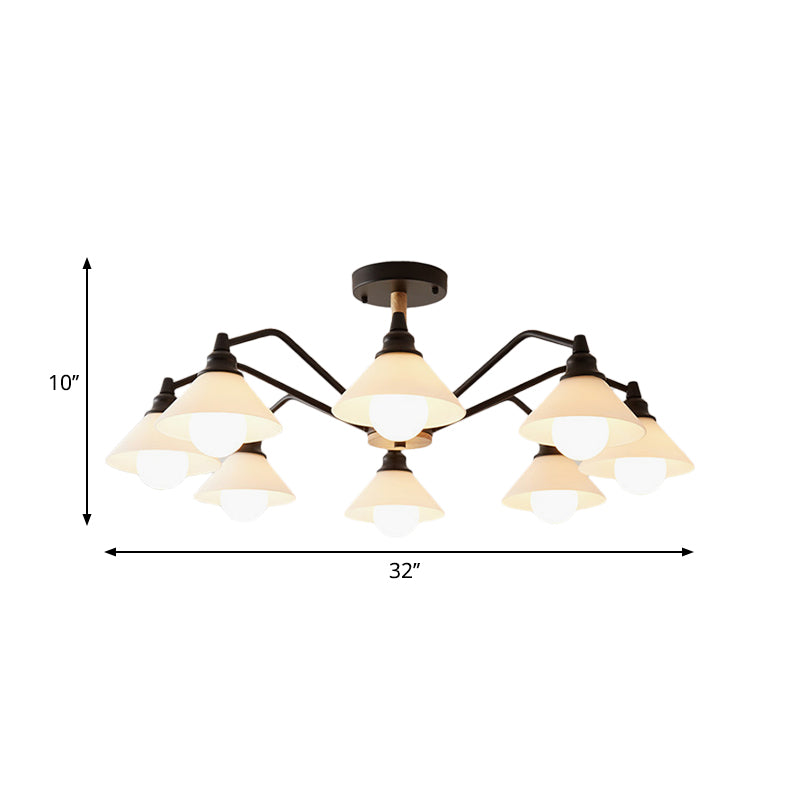 Pyramid Living Room Chandelier Metal 8 Lights Modern Hanging Lights in Black/Green/Grey Clearhalo 'Ceiling Lights' 'Chandeliers' Lighting' options 236424
