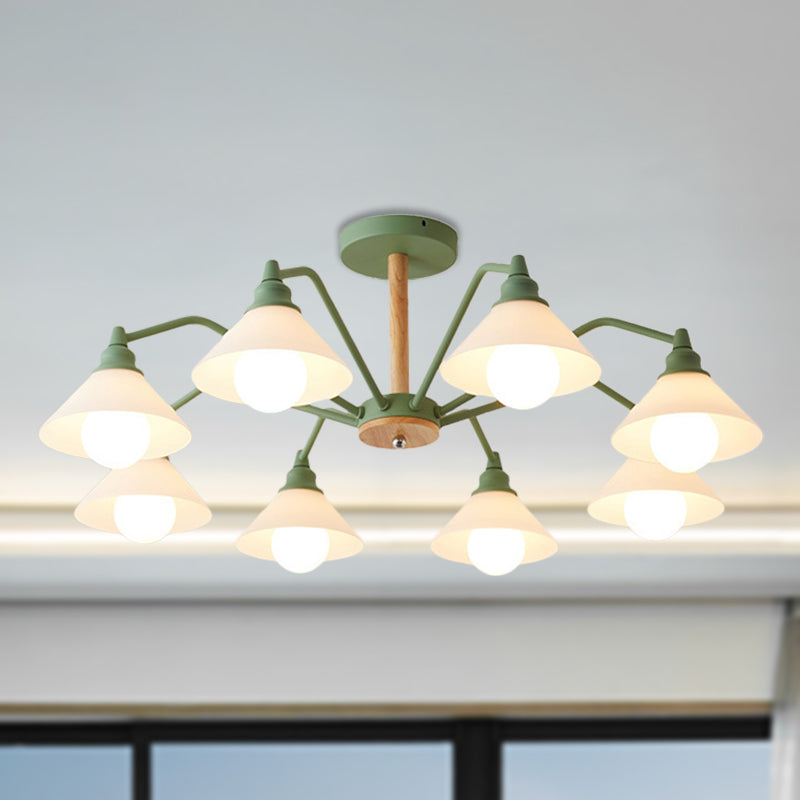 Pyramid Living Room Chandelier Metal 8 Lights Modern Hanging Lights in Black/Green/Grey Clearhalo 'Ceiling Lights' 'Chandeliers' Lighting' options 236427