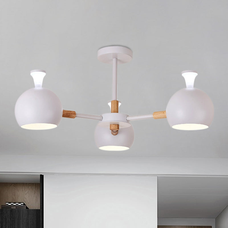 Modern Style Dome Hanging Ceiling Fixture 3 Lights Iron Pendant Light for Dining Room White Clearhalo 'Ceiling Lights' 'Chandeliers' Lighting' options 236436_9999254e-d00f-4426-9881-2169941094a5