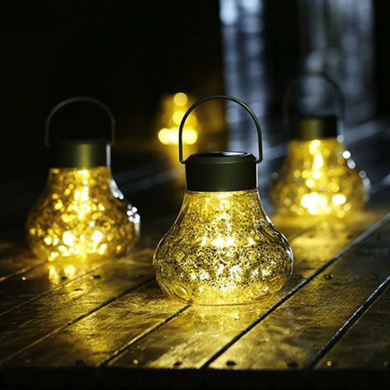 Pear Shaped Silver Glass Suspension Lamp Decorative Solar LED Hanging ...