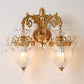 Gold Finish Wall Light French Country Clear Rib Glass Bell Shaped Wall Sconce for Corridor Clearhalo 'Wall Lamps & Sconces' 'Wall Lights' Lighting' 2364429