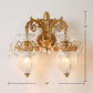 Gold Finish Wall Light French Country Clear Rib Glass Bell Shaped Wall Sconce for Corridor 2.0 Gold Brass Clearhalo 'Wall Lamps & Sconces' 'Wall Lights' Lighting' 2364432