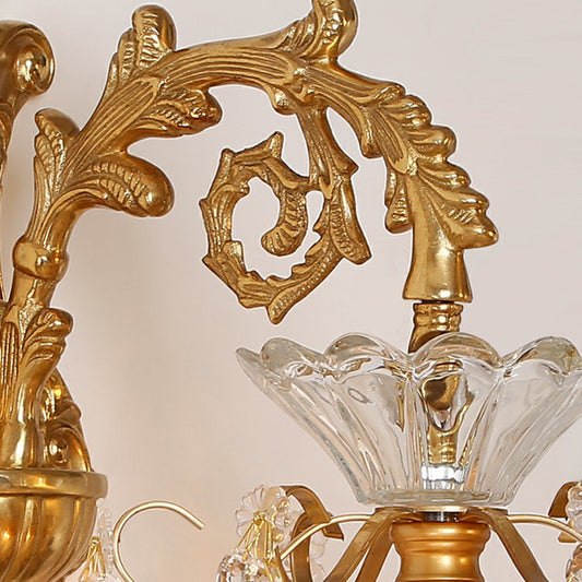 Gold Finish Wall Light French Country Clear Rib Glass Bell Shaped Wall Sconce for Corridor Clearhalo 'Wall Lamps & Sconces' 'Wall Lights' Lighting' 2364433