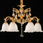 Gold Flower Down Lighting Traditional Cream Glass 6 Heads Dining Room Chandelier with Crystal Teardrops Clearhalo 'Ceiling Lights' 'Chandeliers' Lighting' 2364500