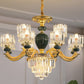 Prismatic Crystal Chandelier Vintage Cylindrical Dining Room Suspended Lighting Fixture 12 Green Clearhalo 'Ceiling Lights' 'Chandeliers' Lighting' 2364539