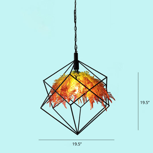 Artificial Plant Restaurant Chandelier Industrial Style Metal Suspension Lighting Orange Clearhalo 'Cast Iron' 'Ceiling Lights' 'Chandeliers' 'Industrial Chandeliers' 'Industrial' 'Metal' 'Middle Century Chandeliers' 'Rustic Chandeliers' 'Tiffany' Lighting' 2364656