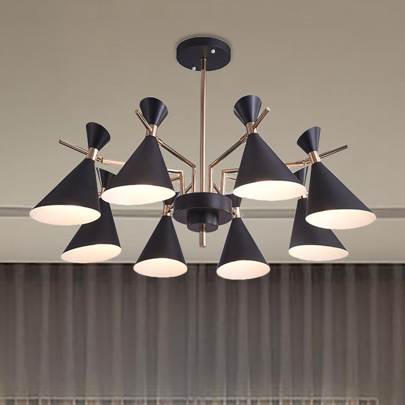 Metal Horn Shade Hanging Lamp 8 Lights Modern Pendant Lighting for Living Room Clearhalo 'Ceiling Lights' 'Chandeliers' Lighting' options 236469