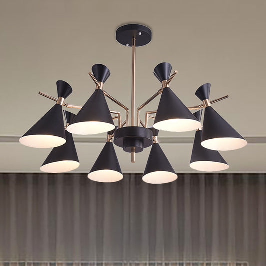 Metal Horn Shade Hanging Lamp 8 Lights Modern Pendant Lighting for Living Room Clearhalo 'Ceiling Lights' 'Chandeliers' Lighting' options 236469