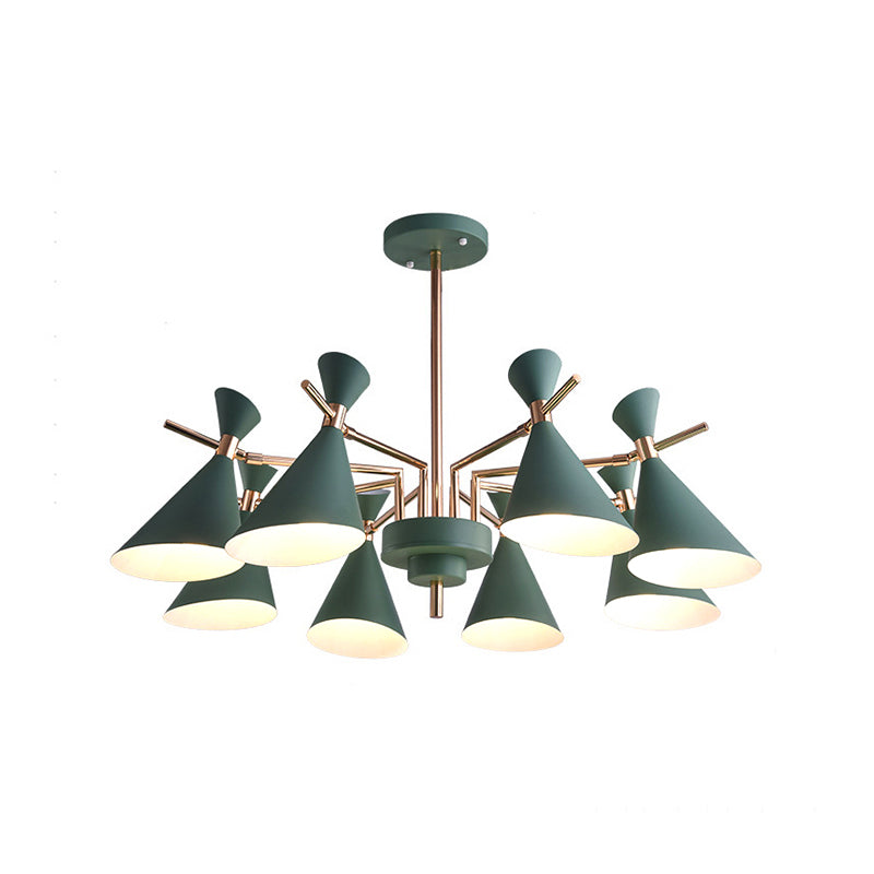 Metal Cone Shade Hanging Light 8 Lights Nordic Hanging Pendant Fixture for Dinging Room Kindergarten Clearhalo 'Ceiling Lights' 'Chandeliers' Lighting' options 236498
