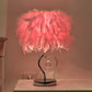 Cylindrical Bedroom Table Light Natural Feather Single-Bulb Nordic Nightstand Lamp Pink Loving Heart Clearhalo 'Lamps' 'Table Lamps' Lighting' 2365027