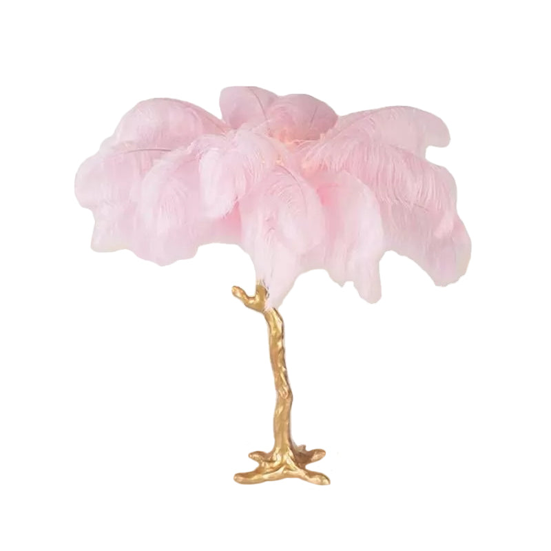 Artistic Coconut Tree Night Lamp Feather 1 Head Living Room Table Light in Pink and Gold Clearhalo 'Lamps' 'Table Lamps' Lighting' 2365032
