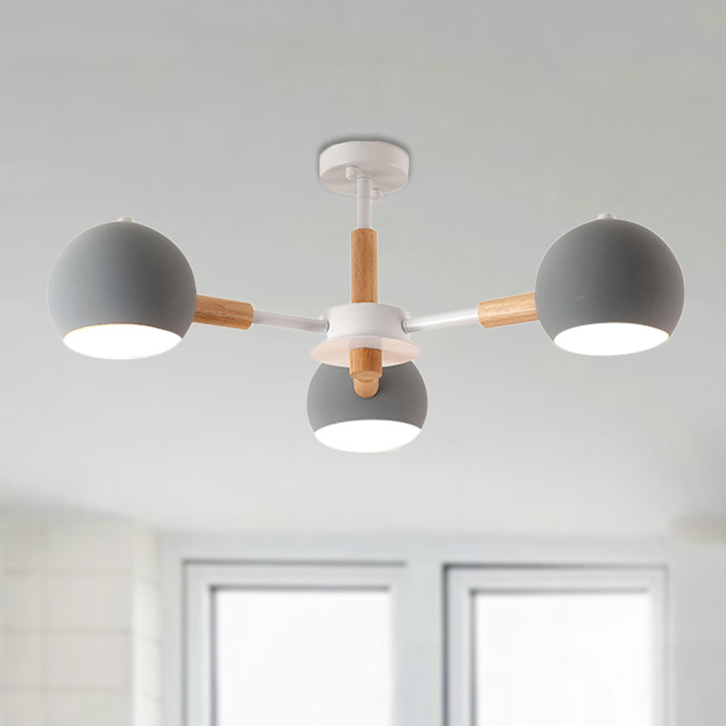 Dining Room Sphere Hanging Lamp Metal 3 Lights Simple Style Hanging Lights Grey Clearhalo 'Ceiling Lights' 'Chandeliers' Lighting' options 236505_2e976a8d-85a1-4ca4-8008-9252bd6bbd23